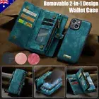 For iPhone 16e/15/14/13/12/11 Pro Max Magnet Cover Removable Leather Wallet Case