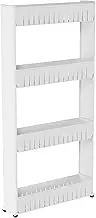 Everyday Home Mobile Shelving Unit Organizer with 4 Large Storage Baskets, Slim Slide Out Pantry Storage Rack for Narrow Spaces by