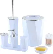CVBFDB Bathroom Supplies Tray Bath Set Bath Bottle Set Cotton Swab Box Cotton Can(white-Prawn onion4)