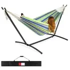 Best Choice Products Hammock + Stand Set 9.8' 2-Person Cotton Blue/Green Stripes