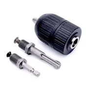 Drill Chuck with SDS & Impact Adaptor Fit 1-10mm Drills 3/8" Keyless Black Med