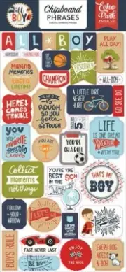 BOY Play Rough Trouble Son Adventure Discover Dog Echo Park Chipboard Phrases
