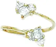 [JewelryWeb] 14k Yellow Gold CZ Simulated Diamond Top Adjustable Love Heart Body Jewelry toe ring-toe ring for Women