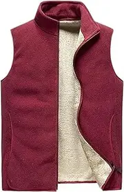 [YAKXIUEU] Autumn Winter Mens Vest Warm Thick Big Men's Sleeveless Vest Waistcoat(Red,6X-Large)