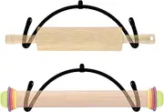 2 Pack Universal Rolling Pin Holder Rolling Pin Display Rack Rolling Pin Storage Hanger Rolling Pin Wall Mount Hook - Sturdy and Adjustable.Perfect for Heavy Marble Rolling pins - No Rolling
