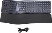 Bluetooth Ergonomic Keyboard, Wireless Split Keyboard with Cushioned Wrist Rest & USB-C Recharge - Dual Mode (Bluetooth / 2.4G), for Office, Home, Multi-Device Productivity