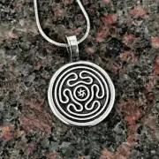 Hekate's Wheel Pewter Pendant Necklace Jewelry Magick Knowledge Protection