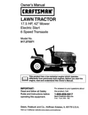 Owner’s Manual Sears Craftsman 17.5 HP Lawn Tractor 42” Mower- Model 917.273371