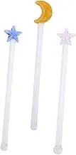 FIXOSHEE Elegant Glass Stirrer Sticks 3pcs for Iced Tea Coffee Cocktails Honey Reusable and Practical