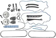 X AUTOHAUX 1Set Timing Chain Kit 5L3Z6268A/3L3Z6020EA for Ford F150 F250 F350 2005-2010 5.4L Long-Lasting Sealing Metal Blue,Black Cover Gasket Tensioner Sprocket