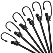 18 inch Bungee Cords with Hooks - Black Bungee Cords 6 Pcs