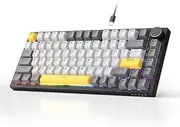 AK820 75% Wired RGB Gasket Mechanical Keyboard with Volume Knob, South Facing LED, Poron Foam, PBT Keycaps, Custom Programmable Hot-Swap Keyboard