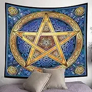 UHOMETAP Pagan Pentagram Tapestry Pentacle Tarot Tapestry Celtic Knot Tapestry Trippy Hippie Astrology Tapestry for Bedroom Living Room Dorm 60x60 Inches GTWYUH366