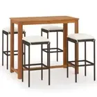 Garden Bar Set 4-Person Outdoor Patio Lounge Table And Stools With Cushions