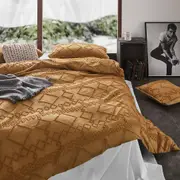 CleverPolly Microfibre Tufted Quilt Cover Set - Caramel