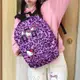 凱蒂貓hellokitty紫色豹紋後背包新可愛書包時尚洋氣背包戶外出行休閒包包電腦背包旅行包