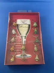 Set Of 12 Boston Warehouse Wine Markers Charms Christmas Tree 2001 NIB
