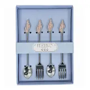 4PK Metal Decorative Shell Fork/Spoon Set Dining Utensil Cutlery Tableware SLV