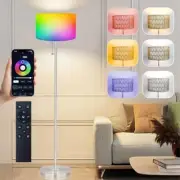 Rattan Floor Lamp with Remote,Dimmable Rattan Boho Smart Floor Lamp Art Deco