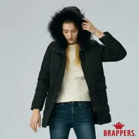 在飛比找蝦皮商城優惠-BRAPPERS 女款 可拆帽中長版羽絨外套-黑