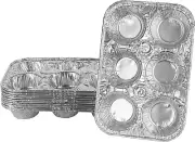 Aluminum Foil Muffin Pans Reusable and Disposable, Holds 6 Cupcakes/Muffin & Pie