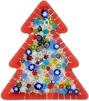 [Glass Of Venice] Murano Glass Millefiori Christmas Tree Standing Sculpture - Red
