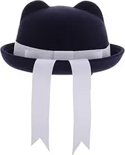 [BESPORTBLE] Cute Cat Ear Beret with Adjustable Ribbon Felt Material Versatile Hat for School Uniforms Costume Parties Charming Style Comfortable Warm Design Dark Blue