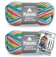 Patons Kroy Socks Yarn, 2-Pack, Meadow Stripes Plus Pattern