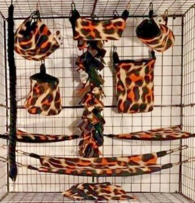 Large Orange Leopard*Sugar Glider Cage set * Rat * double layer Fleece