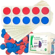 edxeducation Ten Frame Classroom Set - Math Manipulatives for Kids - 16 Plastic Ten Frames - 160 Counters - Classroom Math Supplies