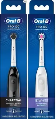 Oral-B Pro 100, Power Toothbrushes: Charcoal & 3D White, Set of 2, Damaged Boxes