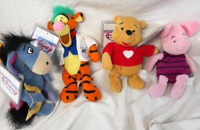 Walt Disney Store Bean Bag Plush Beanies Winnie the Pooh Tigger Piglet Eeyore