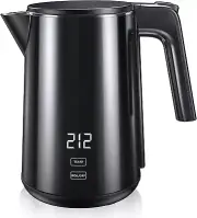 Electric Kettle, Double Wall Stainless Steel Cool Touch Water Boiler Heater, 7 T