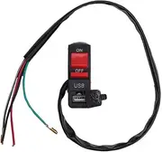 TKTGNVNZKA Motorcycle Light Indicator Switches Motorcycle ON Off Start Button with USB Charger with Indicator Light 7/8" 22MM