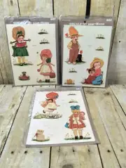 Country Kids Boys & Girl Puppy Dog Meyercord Decal 3 Vintage Sheets