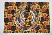 Thanksgiving Sunflower Turkey Placemats with Table Runner Autumn Fall set of 6