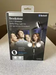 Brownstone 2-in-1 Wireless Selfie Ring Light Kit w Bluetooth Remote Tripod NEW