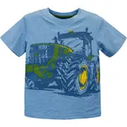 John Deere Tractor Themed Cotton/Polyester T-Shirt/Tee Childrens Size 7 Blue