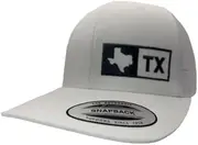 Texas Trucker Hat, White Mesh Snapback Cap with TX Logo, Adjustable, Gray/White, One Size