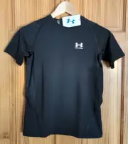 NWT Under Armour YL Boys 12-14 Black Heat Gear Short Sleeve T-Shirt Baselayer