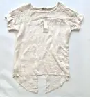AMBRA 100% Linen Lace Combo Tunic Size S , Hi Low Tux Tail Italy Shirt