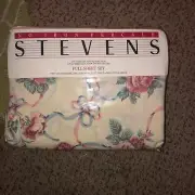 Vintage 90s Stevens Full Sheet Set Floral Shabby Chic Brand NEW Complete USA