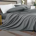 King Size Bed Sheets Set Microfiber Polyester 1800 Thread Count 16in pockets