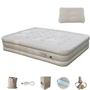 Inflatable Camping Mattress - Thickened Camp Bed Inflating Camping Mattress | Portable Luxury Sleeping Mat Air Bed Mat with Built-in Pump for Hiking & Outdoor