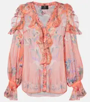 [Etro] Etro Printed ruffled silk blouse AU 16 multicoloured