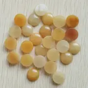 50pcs Natural Yellow Jade Round CAB Stone Beads 16mm Jewelry Making No Holes