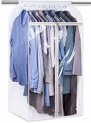 KEETDY 43" Hanging Garment Bags for Closet Storage Large Clear Window Hanging Clothes Storage Garment Rack Cover Coat Protector for Suit, Wardrobe, Bottom Enclosed