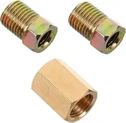 Generic 3pcs 3/8-24 Threaded Brake Line Fittings Kit Copper Nickel Oil Pipe Compatible Quick Install Sturdy for Auto Brake Maintenance