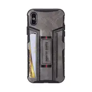 For Iphone Xr Four-Corner Shockproof Paste Skin Tpu Protective Case With Card Slots(Grey)