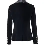 Women's Velvet Blazer Slim Fit Satin Shawl Collar Business Office Coat Black L